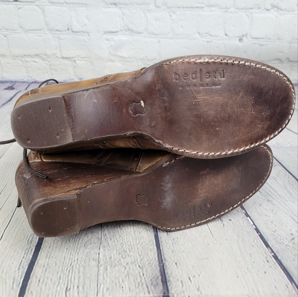 BED STU | Anabelle distressed leather lace-up heel side zip wedge boots - Picture 6 of 10